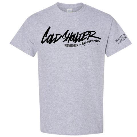 Cold Shoulder "Logo" Gray T-Shirt